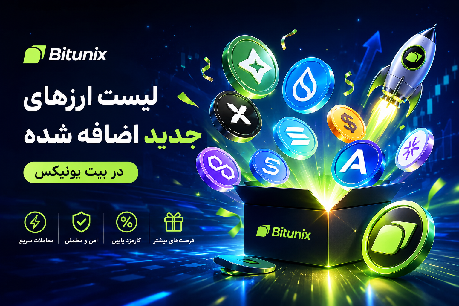 لیست ارزهای جدید اضافه شده به بیت یونیکس