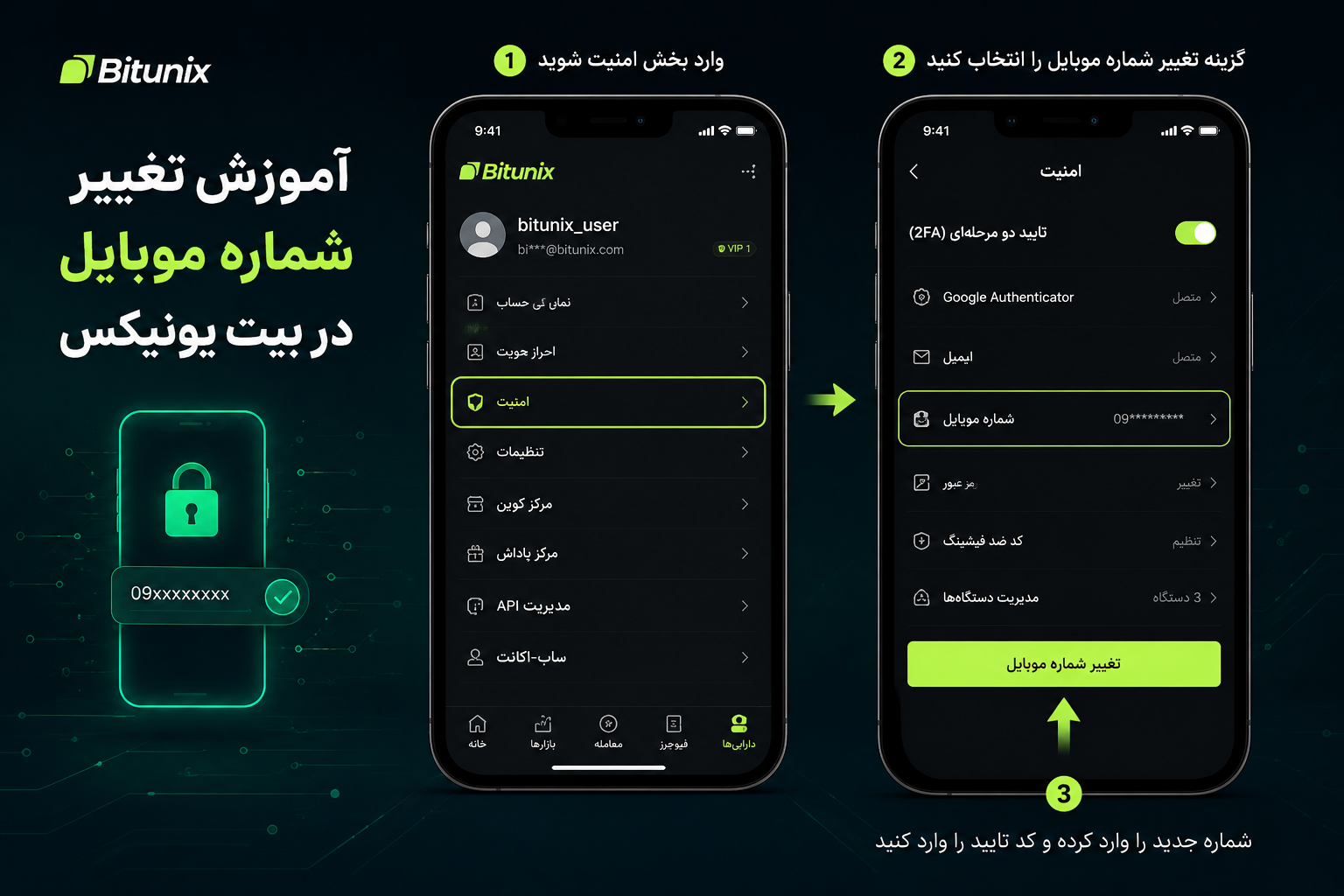 نحوه تغییر شماره موبایل در بیت یونیکس